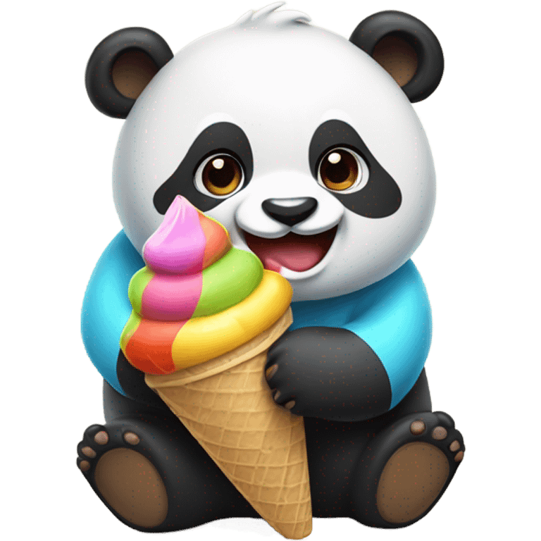 Panda eating ice cream emoji