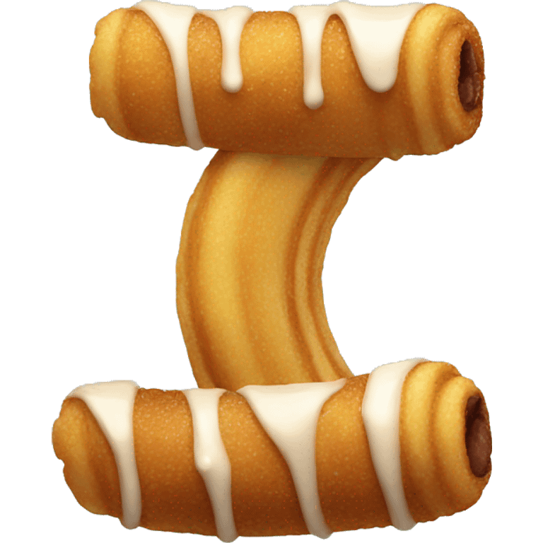 A churro with a chocolate tip emoji