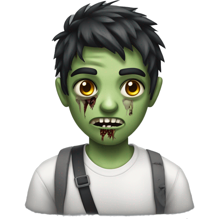 teen boy zombie with dark hair and white shirt emoji