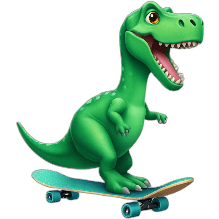 green dinosaur on a skateboard emoji