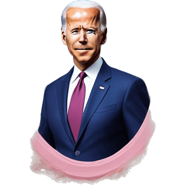 US president Biden in Barbie style, oil paint, mysterious eyes, intricate lips, masterpiece pose, odd perspective, beautiful, desirable, logical, midsommar, ikea emoji