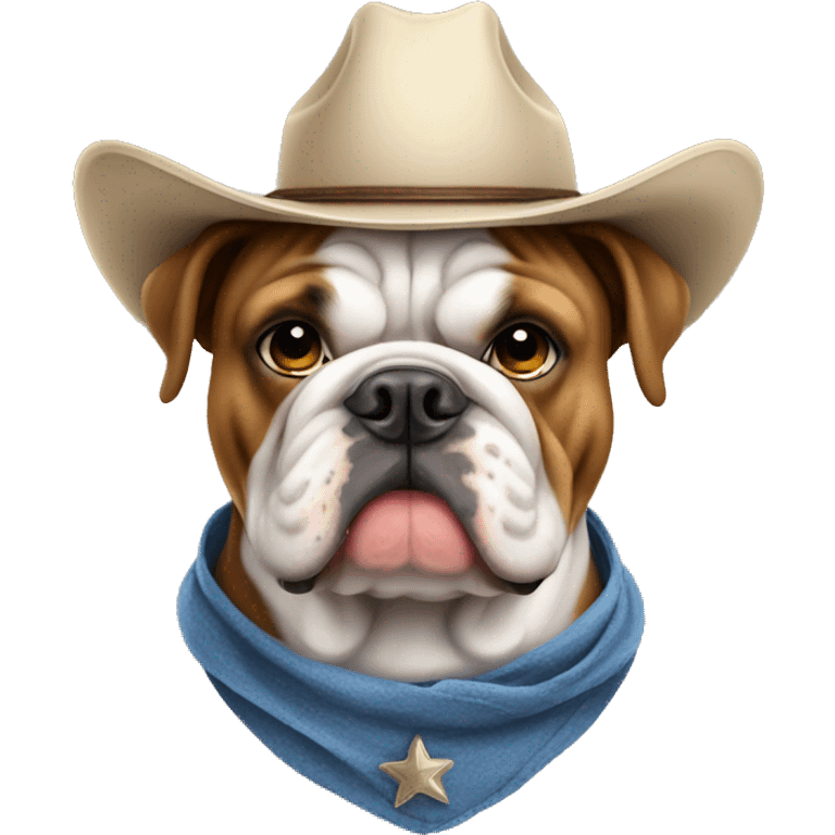 English bulldog wearing cowboy hat emoji