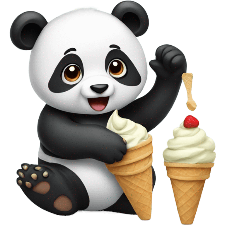 Panda eating ice cream emoji