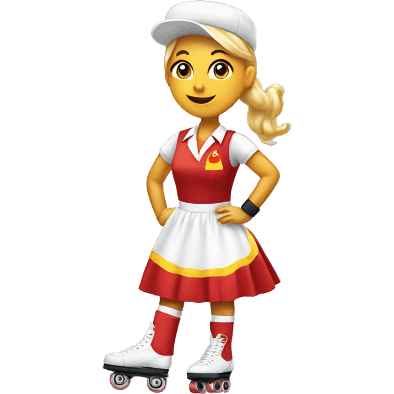 waitress on roller skates McDonald's uniform dress emoji