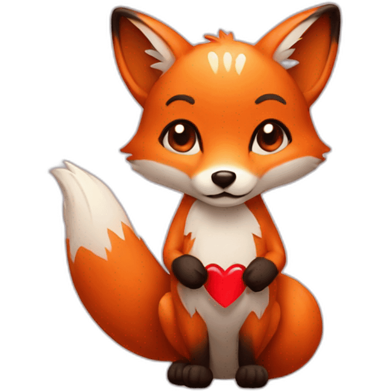 Fox with heart in hand emoji