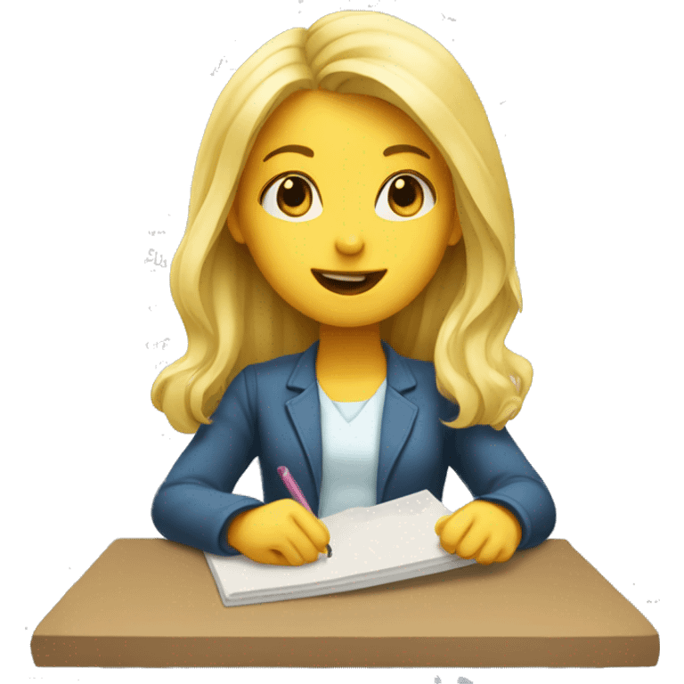 Blonde girl taking a math test   emoji