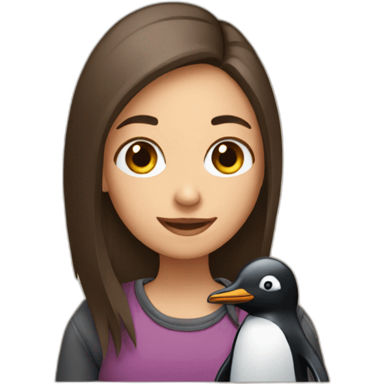 girl holding penguin emoji