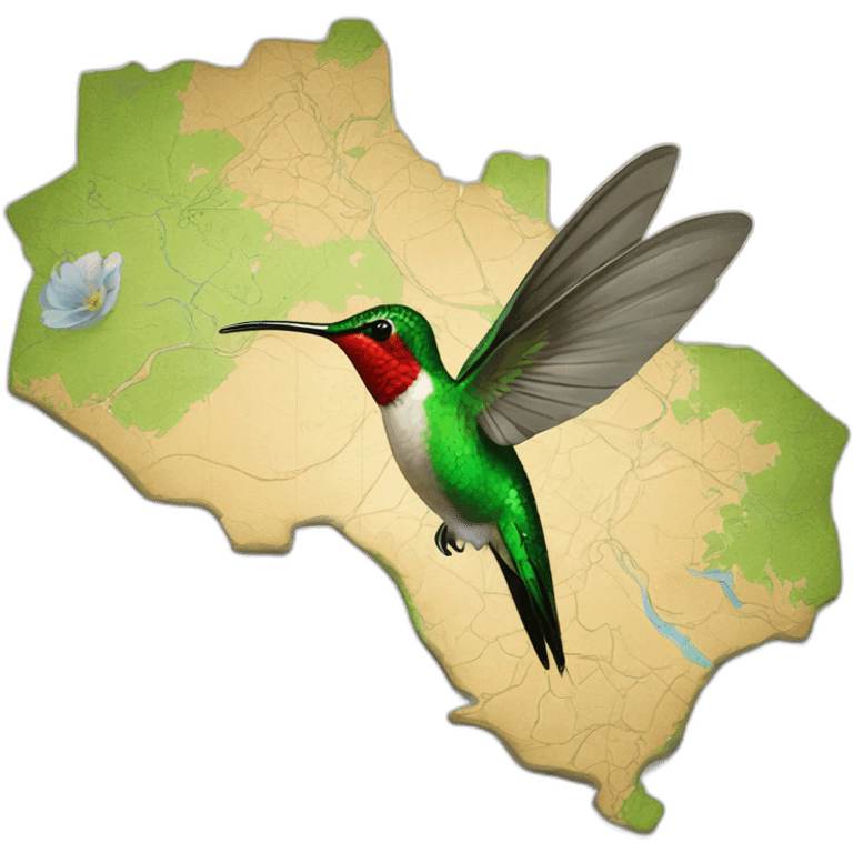 A hummingbird on the map of French Guiana emoji