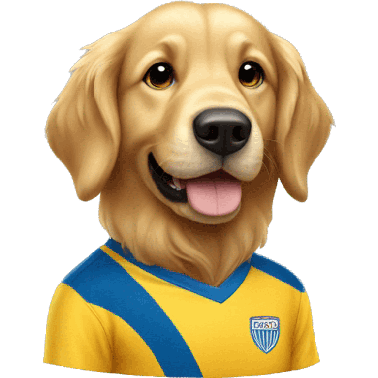 golden retriever in soccer jersey emoji