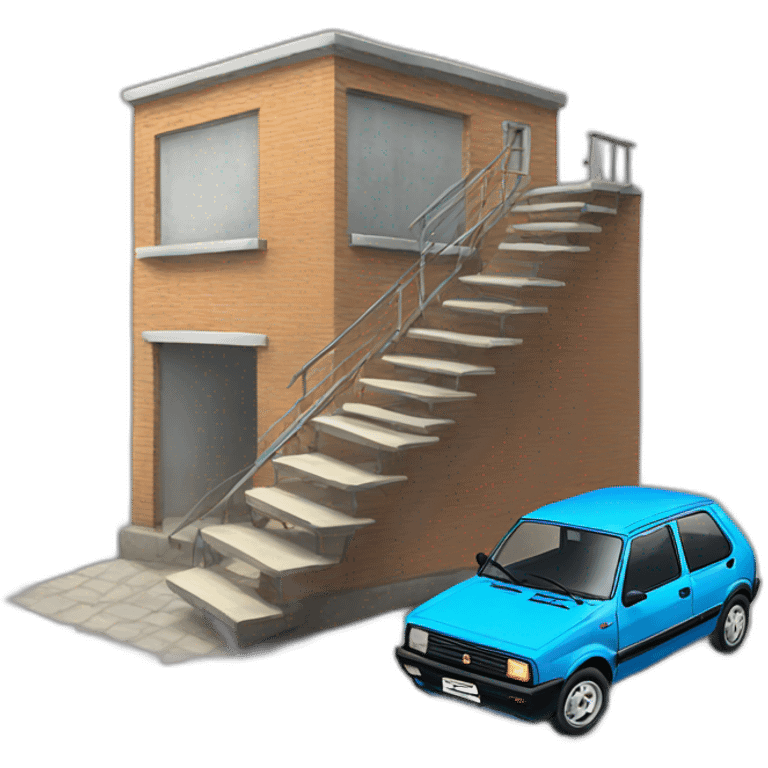 fiat uno with stairs emoji