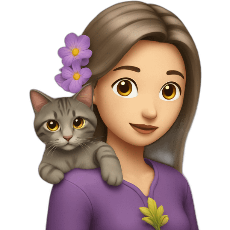 Fleur avec une tête de chat emoji