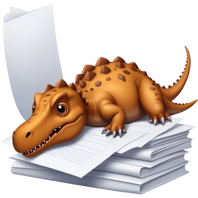 office dinosaur lying on papers emoji