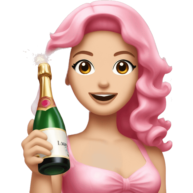 Lana del Rey pink cheering up with champagne over head emoji