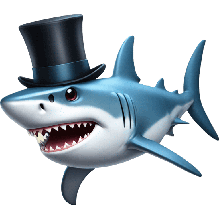 Shark with a top hat emoji