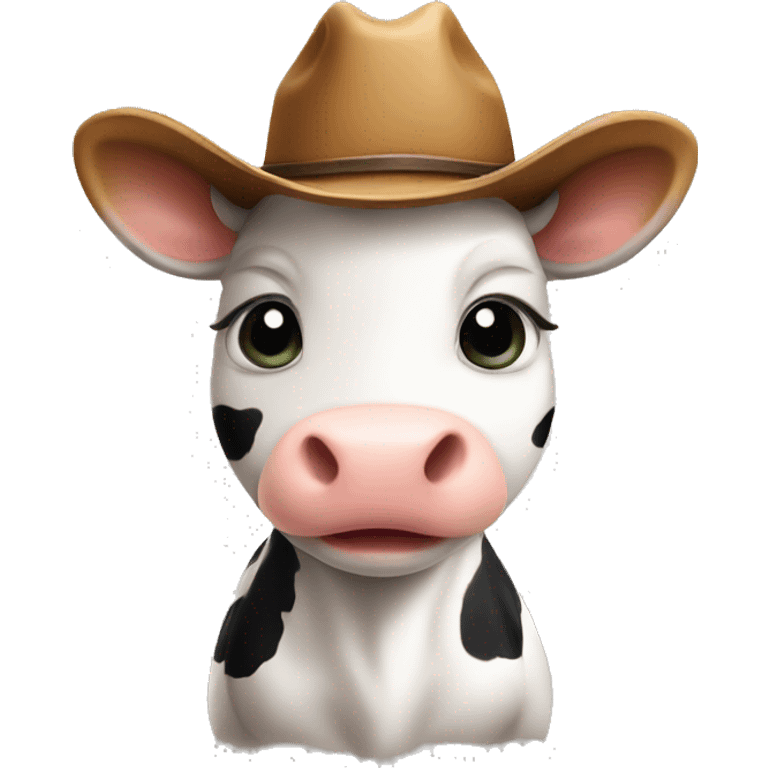 Little cute cow with cowboy hat  emoji