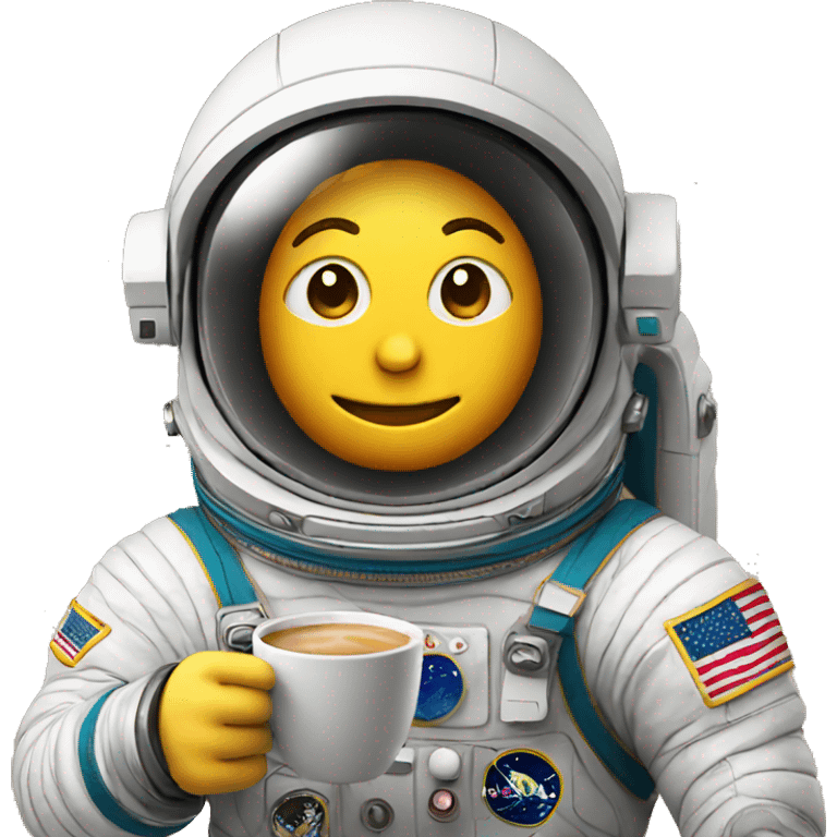 astronaut is holding a coffee emoji