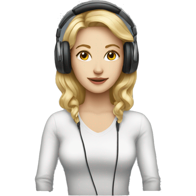 white woman music producer with headphones emoji