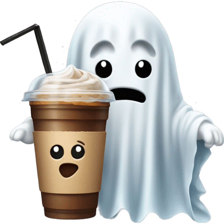 Ghost with iced coffee  emoji