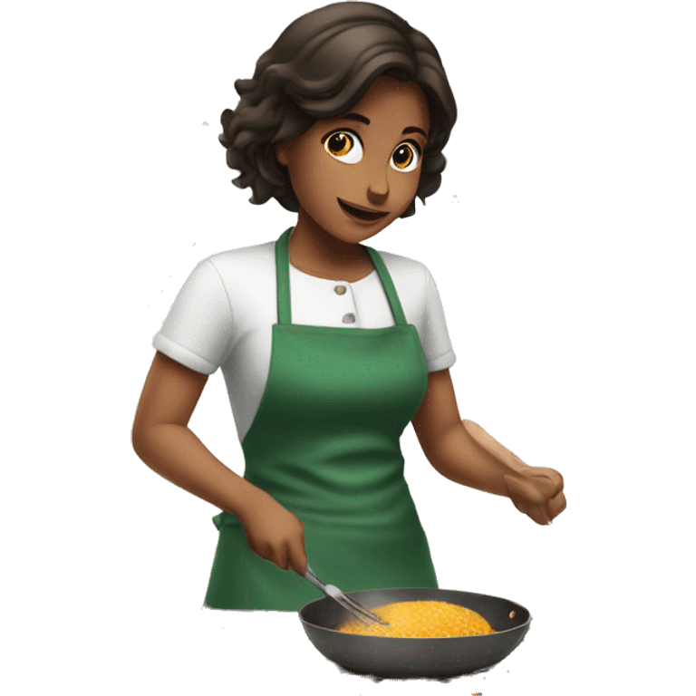 Brune girl cooking emoji