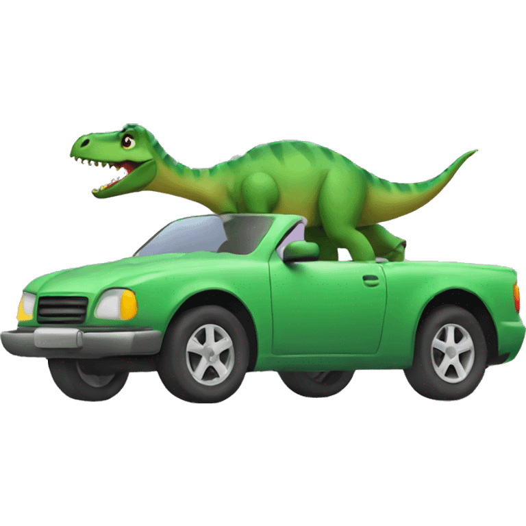 Dinosaur in a car emoji