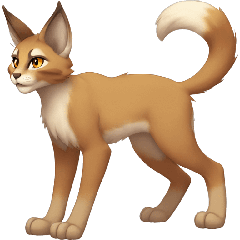 Anthro Beige-Orange-Brown Furry-Sona-Fakemon Lynx-Caracal Full Body emoji