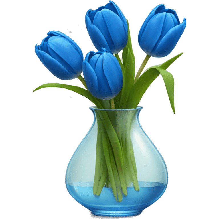 blue tulips in a glass vase emoji