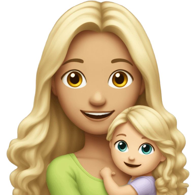 blonde girl and baby girl  emoji