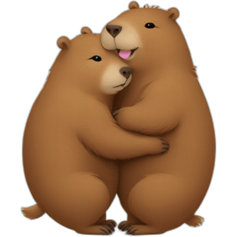 Capybara and fluffy bear hug emoji