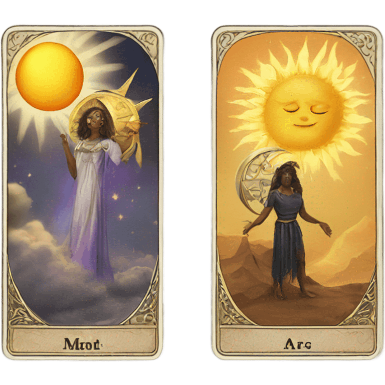 Tarot cards with a sun and a moon emoji