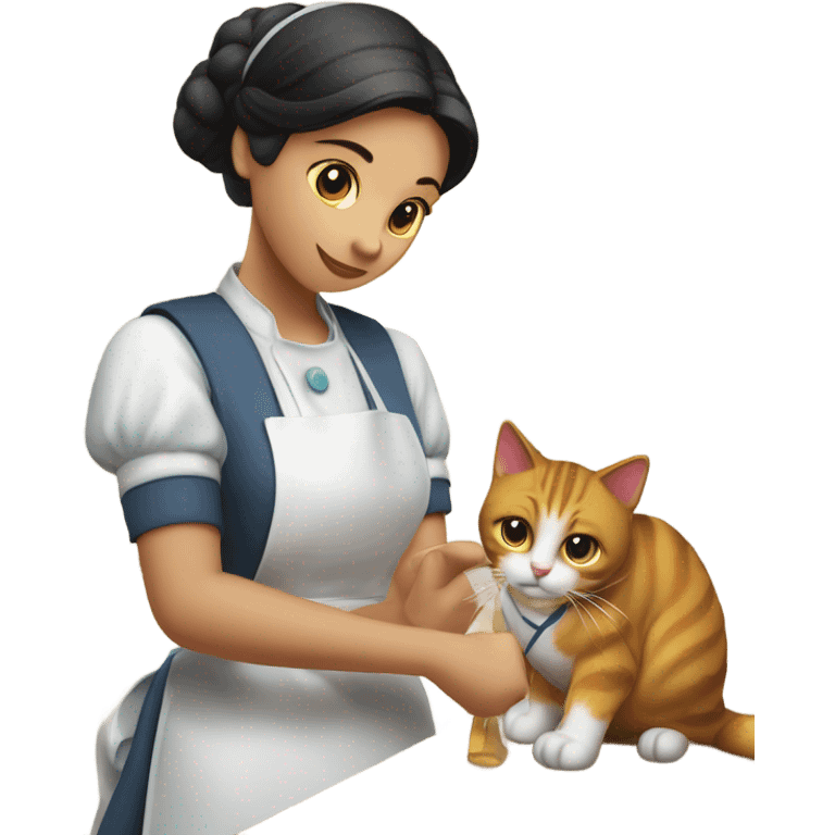 kitchen maid cleaning the cat emoji