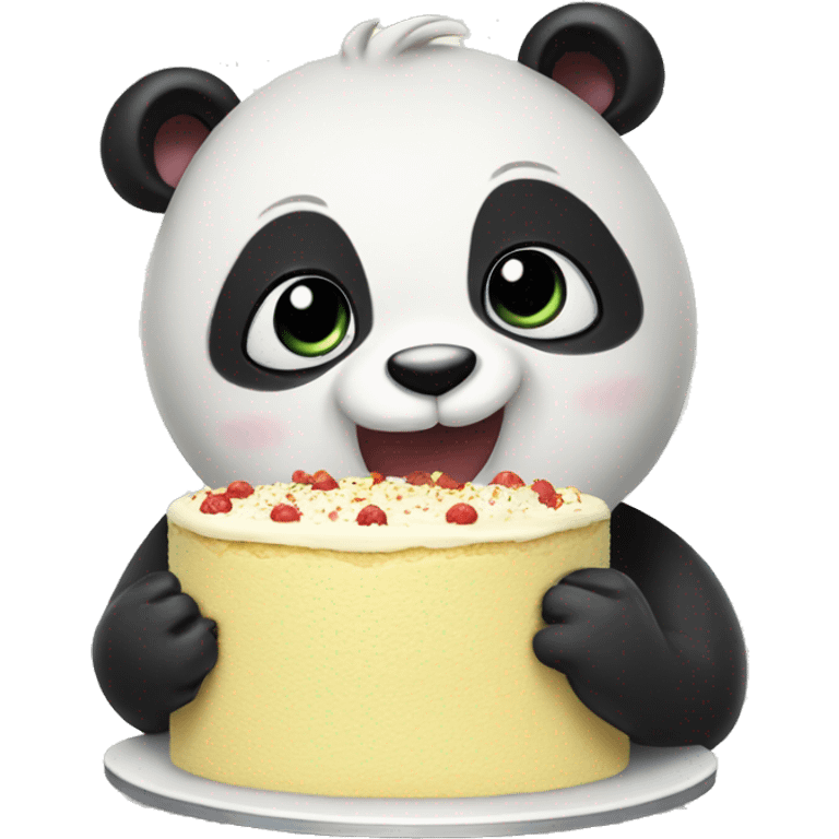 Panda eating vanilla cake  emoji