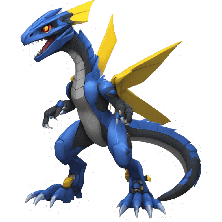  Cool Edgy Black Blue Yellow Digimon-Fakemon-Guilmon-Velociraptor-Dragon-Mecha full body emoji