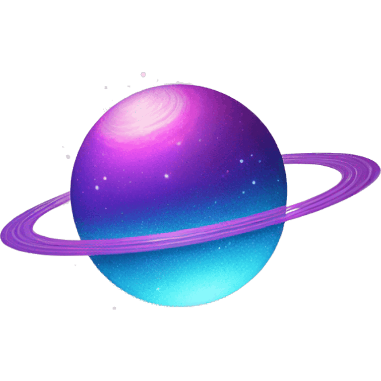 sparkly glittery blue purple and pink glitter planet with white saturn ring emoji