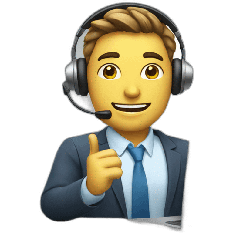 sales agent making a sales call wearing a headset emoji