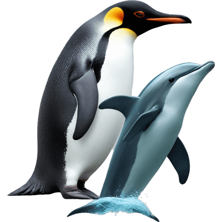 a penguin and a dolphin  emoji