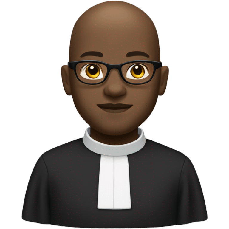 Black bald man with glasses clergy emoji