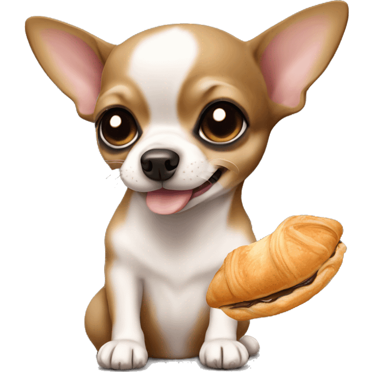 black and tan chihuahua puppy eating a croissant  emoji