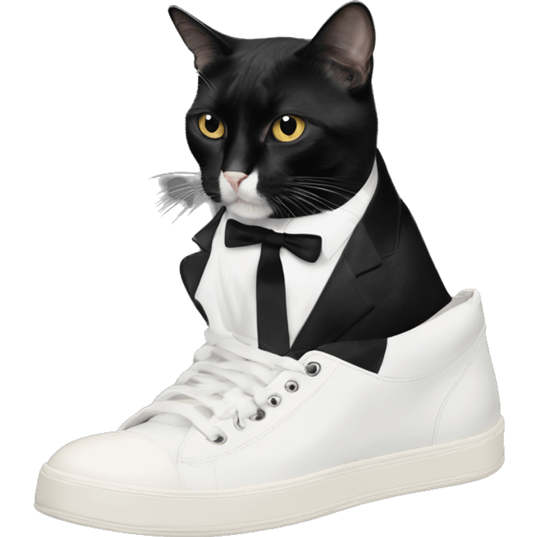 tuxedo cat wearing rick owens drkshdw highs emoji