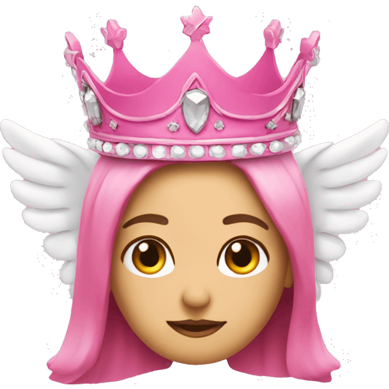 pink crown with angel wings emoji