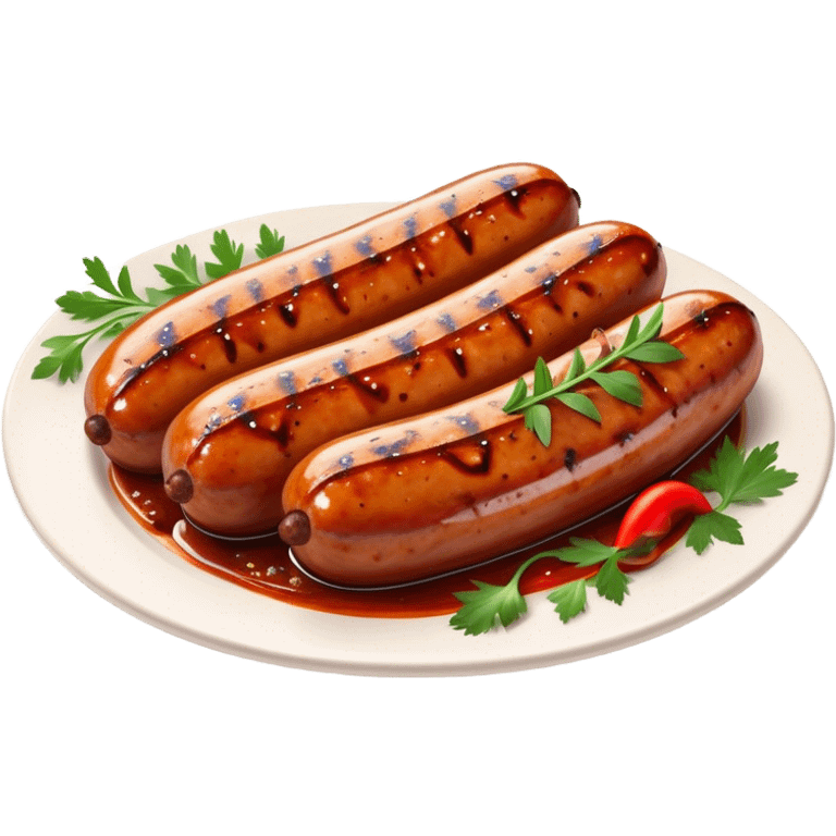 Cinematic spicy chipotle sausage, glistening with smoky, tangy sauce, charred and grilled to perfection, sliced open to reveal juicy filling, served with fresh herbs, rich and flavorful, detailed and appetizing. emoji