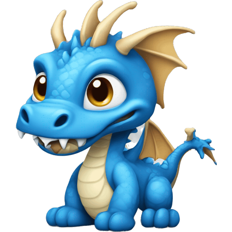 Blue cute cartoon working dragon with murmur emoji