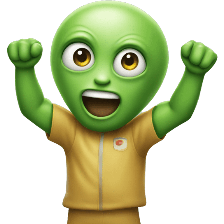 An alien cheering emoji