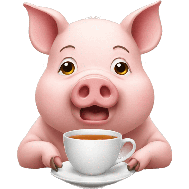 pig drinking tea looking at camera emoji