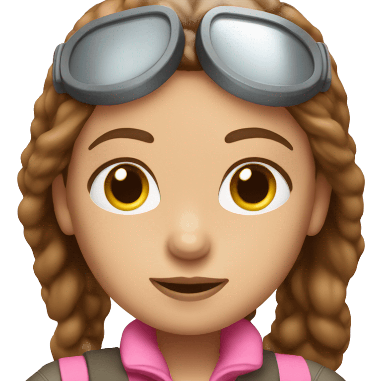 white female pilot pink outfit long brown hair emoji