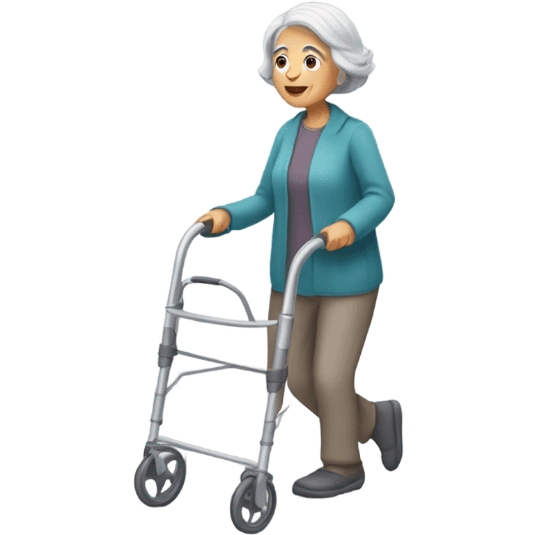 Old lady using a walker emoji