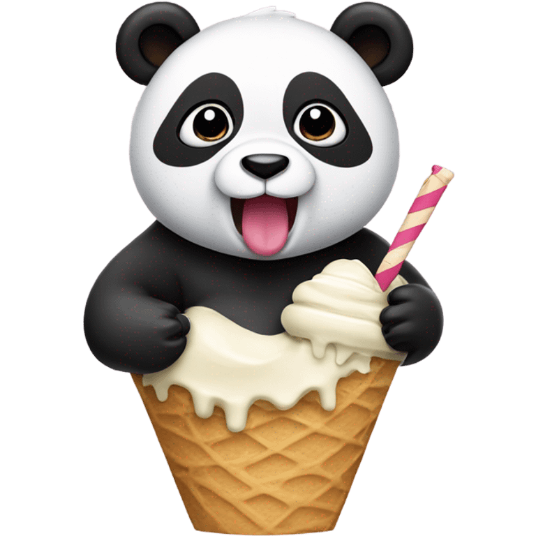 Panda eating ice cream emoji