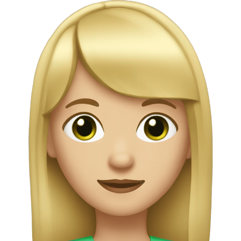 Girl with blond straight hair and bangs and green eyes emoji