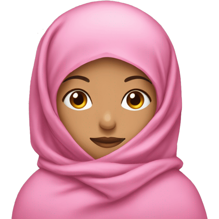 Girl with hijab sleeping in pink blanket emoji