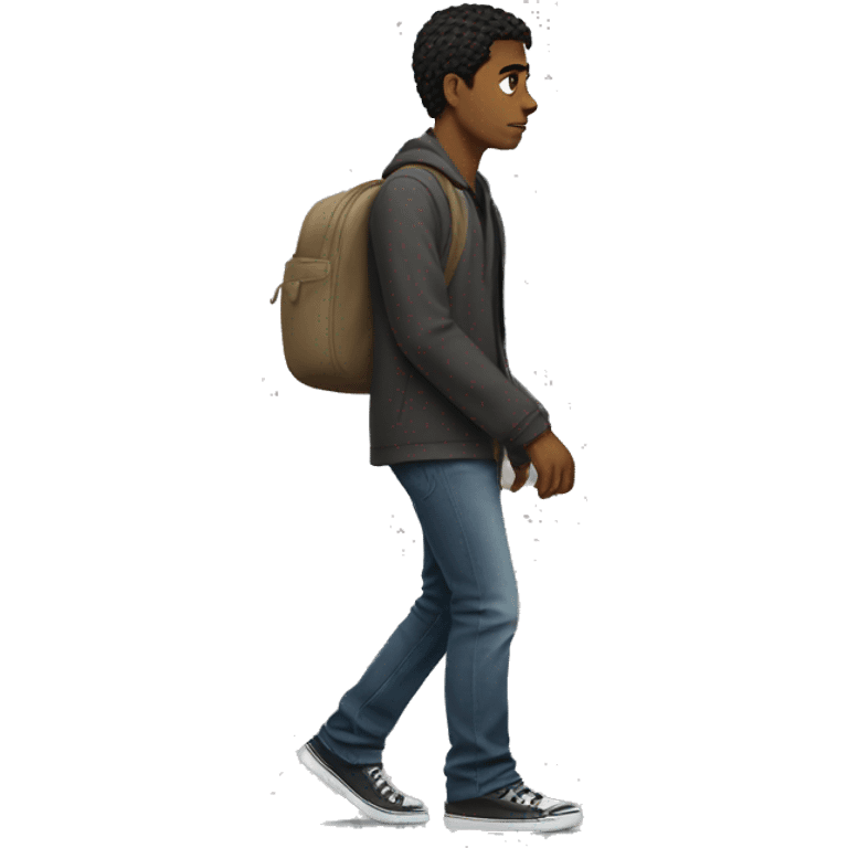 young man walking away looking sad emoji