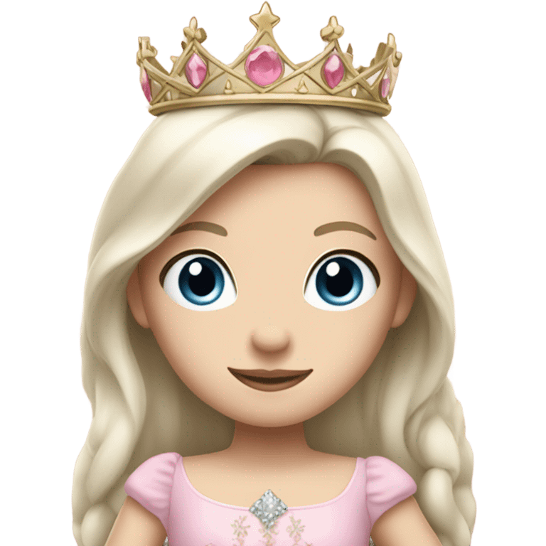 Princess- pale skin- Long dark hair- crown- light pink dress emoji